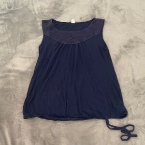 Old Navy Navy Blue Crochet Neck Blouse